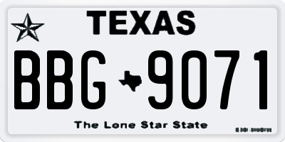 TX license plate BBG9071