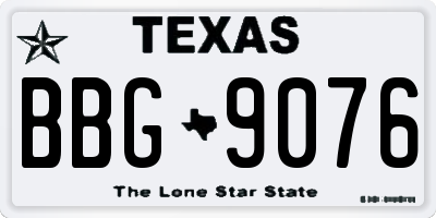 TX license plate BBG9076