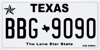 TX license plate BBG9090
