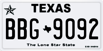 TX license plate BBG9092