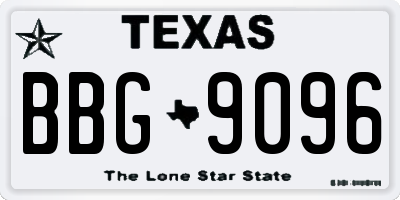 TX license plate BBG9096