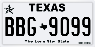 TX license plate BBG9099