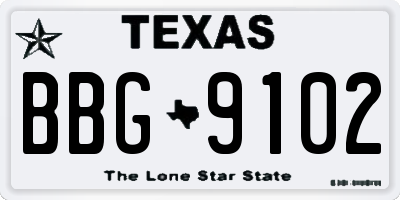 TX license plate BBG9102
