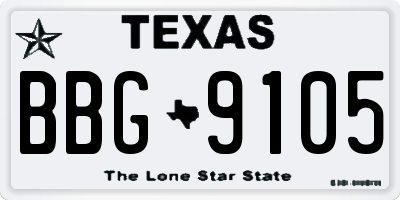 TX license plate BBG9105