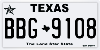 TX license plate BBG9108