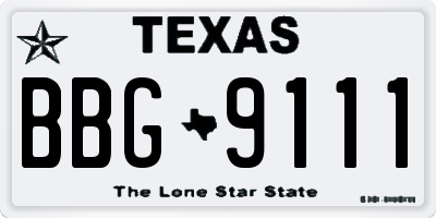 TX license plate BBG9111