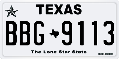 TX license plate BBG9113