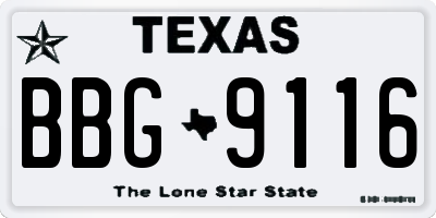 TX license plate BBG9116