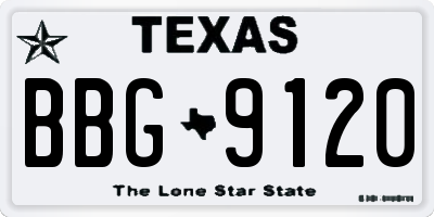 TX license plate BBG9120