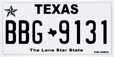 TX license plate BBG9131