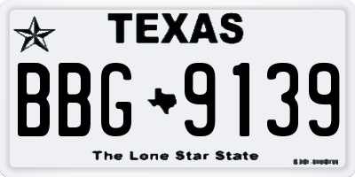 TX license plate BBG9139