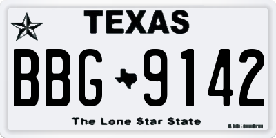 TX license plate BBG9142