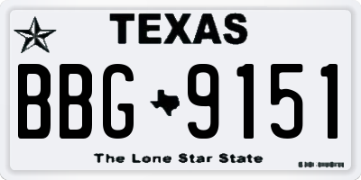 TX license plate BBG9151