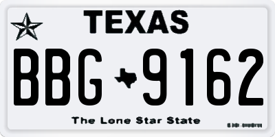 TX license plate BBG9162