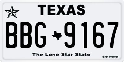 TX license plate BBG9167