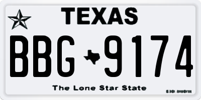 TX license plate BBG9174