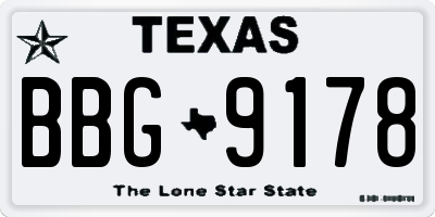 TX license plate BBG9178