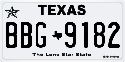 TX license plate BBG9182