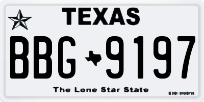 TX license plate BBG9197