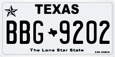 TX license plate BBG9202