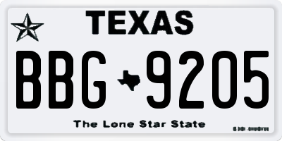 TX license plate BBG9205