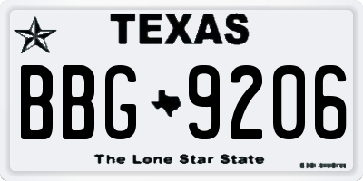 TX license plate BBG9206