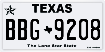 TX license plate BBG9208
