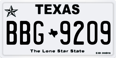 TX license plate BBG9209