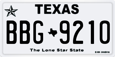TX license plate BBG9210