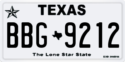 TX license plate BBG9212