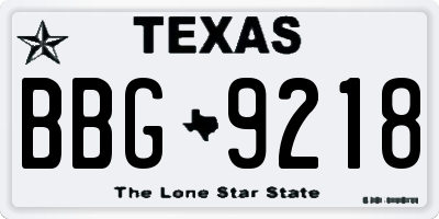 TX license plate BBG9218