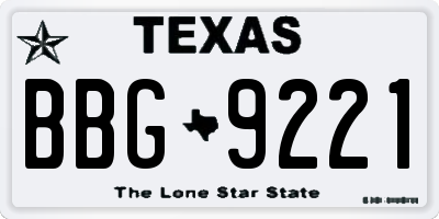 TX license plate BBG9221