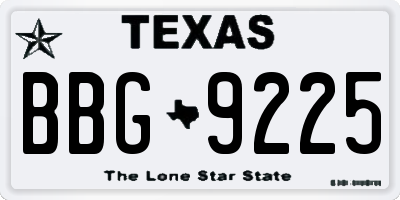 TX license plate BBG9225