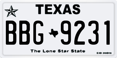TX license plate BBG9231