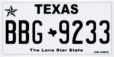 TX license plate BBG9233