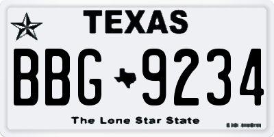 TX license plate BBG9234