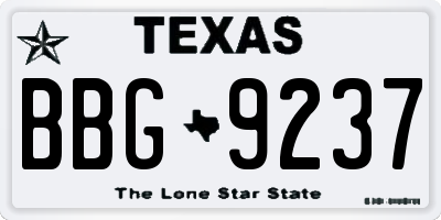 TX license plate BBG9237