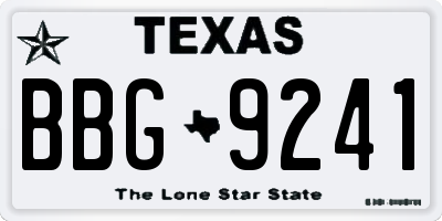 TX license plate BBG9241