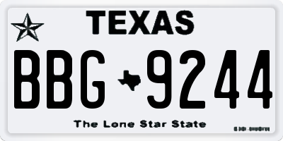 TX license plate BBG9244