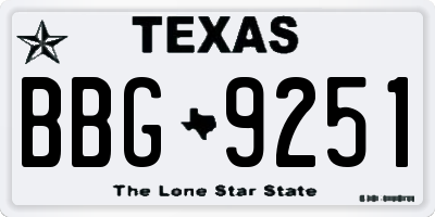 TX license plate BBG9251