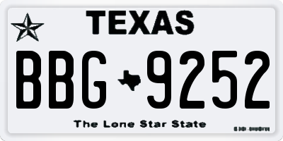 TX license plate BBG9252