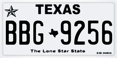 TX license plate BBG9256