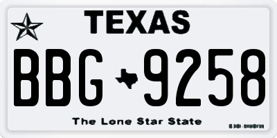 TX license plate BBG9258