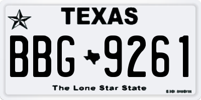 TX license plate BBG9261