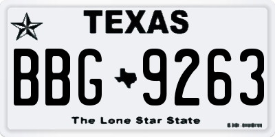 TX license plate BBG9263
