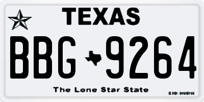 TX license plate BBG9264