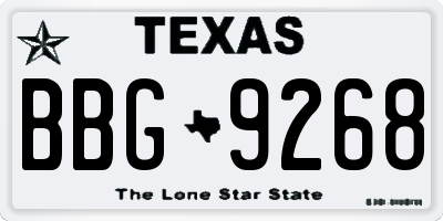TX license plate BBG9268