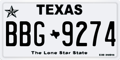 TX license plate BBG9274