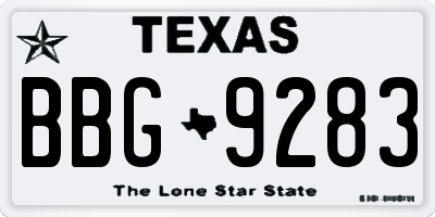 TX license plate BBG9283