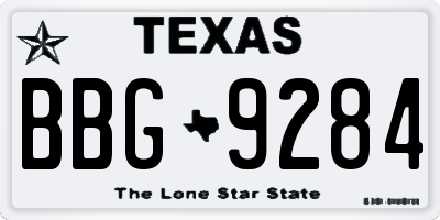 TX license plate BBG9284